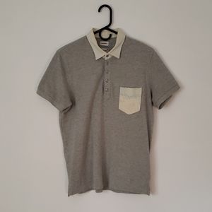 Diesel Polo w/ Denim Collar and Pocket